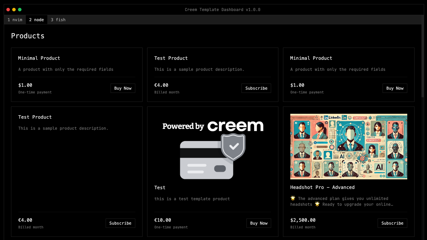 Checkout Session Screenshot